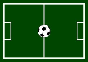En fotbollsplan sedd från ovan